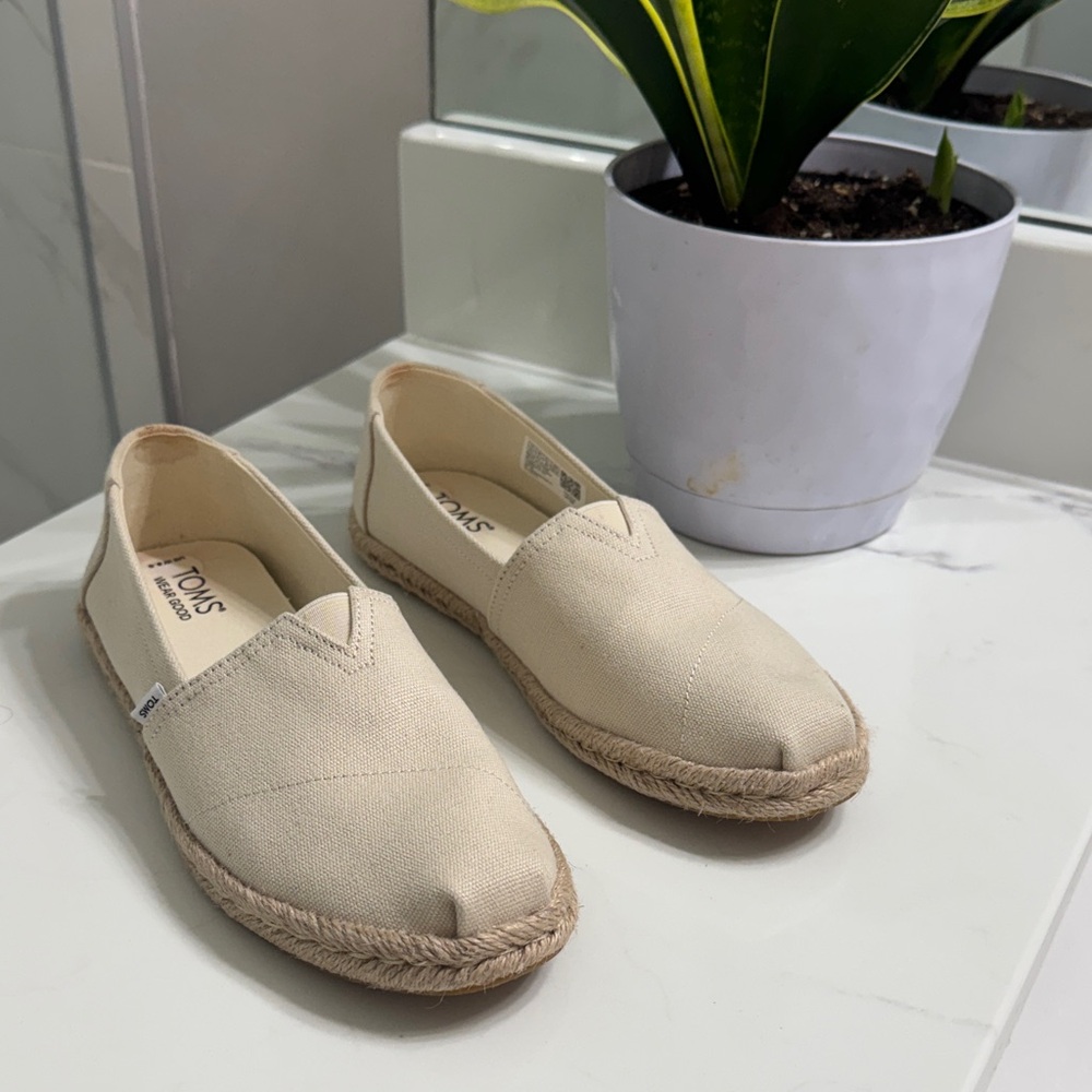 TOMS Beige Canvas Slip-Ons